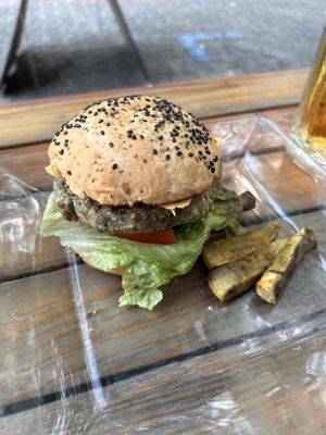 Burger is okay  at La Vieja Escuela in Playa Del Carmen
