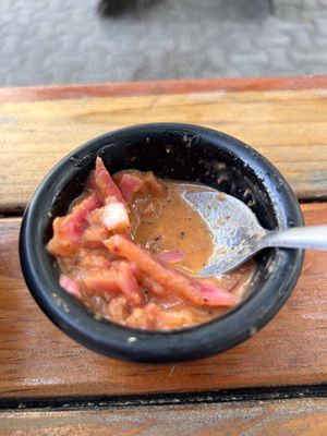 I think this is the best hot sauce I’ve ever hadd  at La Vieja Escuela in Playa Del Carmen