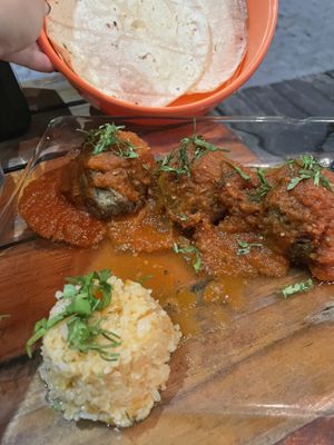 Albondigas of lentis  at La Vieja Escuela in Playa Del Carmen