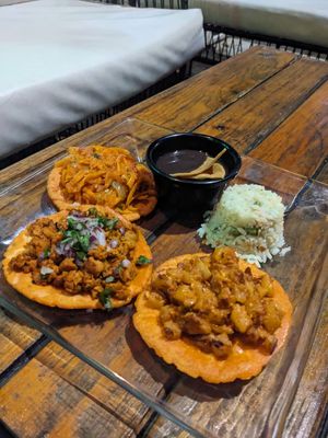 Three tacos dish at La Vieja Escuela in Playa Del Carmen