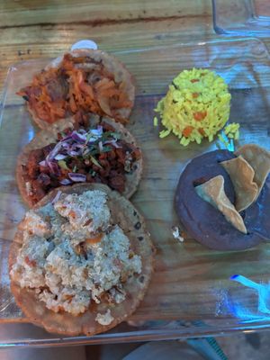 Trio of tacos  #Veganuary at La Vieja Escuela in Playa Del Carmen