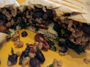 Vegan burrito at North Shore Cafe in White Salmon