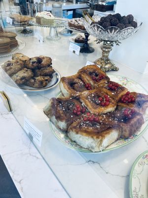 Inside case  at Orange & Blossom Patisserie in Portland