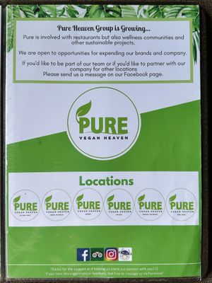 Menu  at Pure Vegan Heaven - Old Town in Chiang Mai