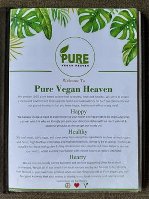 Menu  at Pure Vegan Heaven - Old Town in Chiang Mai
