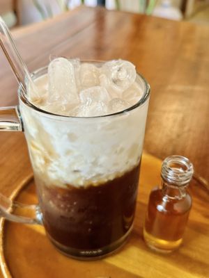 Ice Thai coffee w/ coconut milk (79 THB)  at Pure Vegan Heaven - Old Town in Chiang Mai