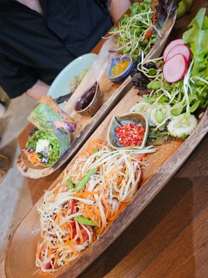 Fresh spring rolls and papaya salad at Pure Vegan Heaven - Old Town in Chiang Mai