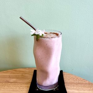 Let’s do it! Tahini & Cinnamon Smoothie: Coconut milk, tahini, lime juice, cinnamon, vanilla flavour, banana. at Cambodhi in Kampot