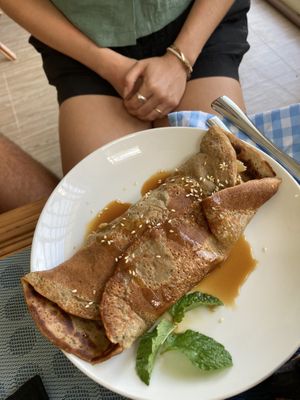 The best crepe ever! (With apple and cinnamon filling)   at Cambodhi in Kampot