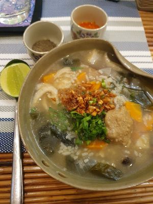 Vegan congee at Cambodhi in Kampot