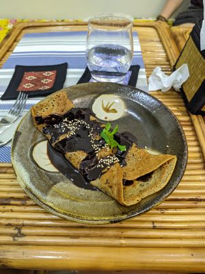 Crepe with chocolate at Cambodhi in Kampot