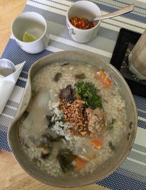Congee at Cambodhi in Kampot