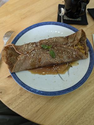 Crepe with Apple Crumble at Cambodhi in Kampot