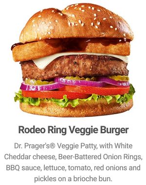 Rodeo Ring Veggie Burger ⚠️ cheese is not vegan⚠️ at The Burger Den in Nogales