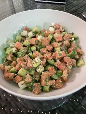 Watermelon vegan feta salad 👌  at Nabati Bistro in Dubai
