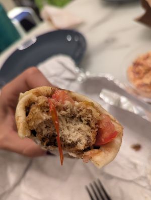 Chickn wrap inside at Nabati Bistro in Dubai