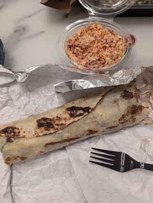 Chickn wrap and coleslaw at Nabati Bistro in Dubai