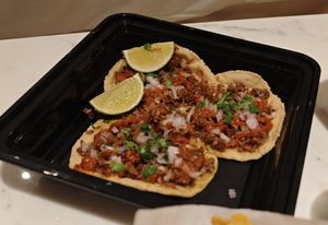 Mystery mince meat taco (def not beyond meat) tasted good but didn't sit well at Nabati Bistro in Dubai