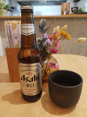 Asahi beer at FOODSTOCK Bistro in Prague