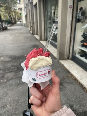 Raspberry and Pinolata  at Gelateria SanMarco in Prato