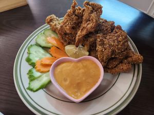 Fried cajun mushroom at Chà Là in Hanoi