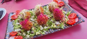 Leek and corgette croquettes. Absolutely delicious! at Jungle Bistro in Ibiza