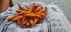 Sweet potato fries (with separate vegan sauce) at Jungle Bistro in Ibiza