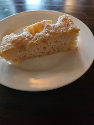 Homemade sourdough bread with salt at Osprey's Restaurant in Oak Beach