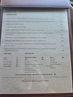 Breakfast menu at Osprey's Restaurant in Oak Beach