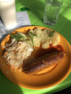 Sausage with cabbage and potato   at Internet Cafe in Yerevan