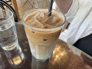 Iced coffee on oat   at Café le Frère in Trondheim