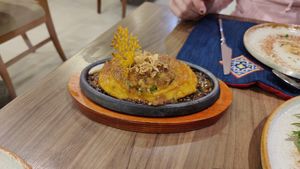 Tofu on a hot plate at Tim's Sa Pa Kitchen in Lao Cai