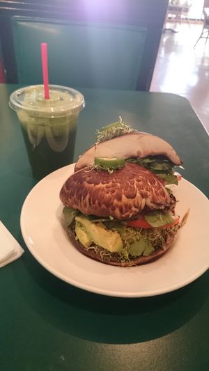Raw portobello burger at Rainbow's End in Las Vegas
