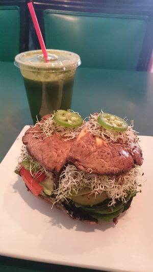 Raw portobello burger at Rainbow's End in Las Vegas