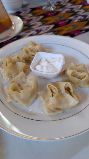 Pumpkin Manti at Khorzem Art Restaurant in Khiva