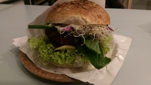 One chickpea burger - delicious! at Krowarzywa - Hoza in Warsaw