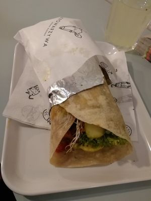 Wrap with marinated tofu. Amazing!!! at Krowarzywa - Hoza in Warsaw