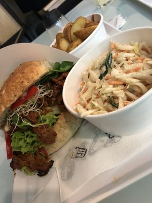 Pastrami Burger + Fries + Cole Slaw (~8 Euro) at Krowarzywa - Hoza in Warsaw