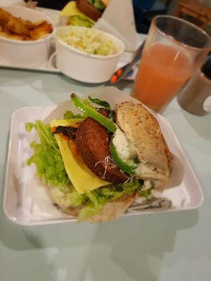 Beyond burger with cheese & kimchi at Krowarzywa - Hoza in Warsaw