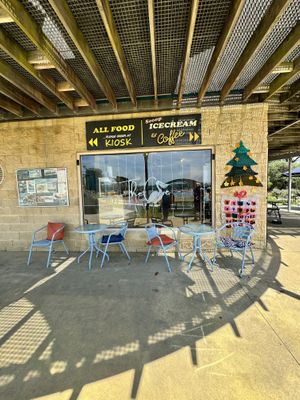 Outdoor seating all around the cafe including upstairs with lake views  at The Cove in Lakes Entrance