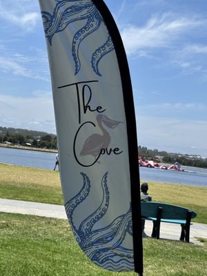 Outdoor seating facing the lake  at The Cove in Lakes Entrance