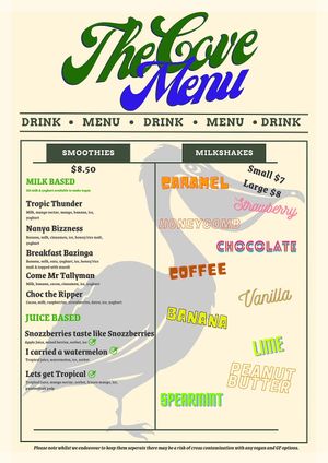 Winter menu at The Cove in Lakes Entrance