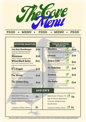 Winter menu at The Cove in Lakes Entrance