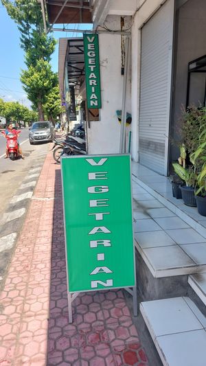 Outside the restaurant at Crispy Bali Vegetarian  in Gianyar