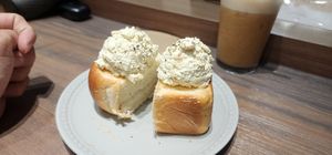 Tofu "egg" mayo salad on bread at Plants Only Bakery - 純植烘焙所 in Taichung