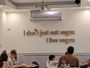 The sign in the restaurant at Veganapati in Lisbon