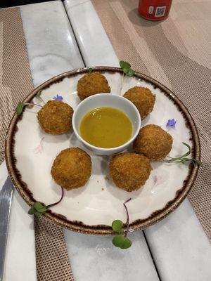 Croquetes de alheira fumada😋  at Veganapati in Lisbon