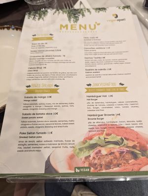 Menu at Veganapati in Lisbon