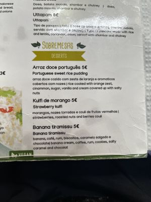 Desserts. I had the banana tiramisu and it was fantastic. I ate it before remembering to take a photo.  at Veganapati in Lisbon