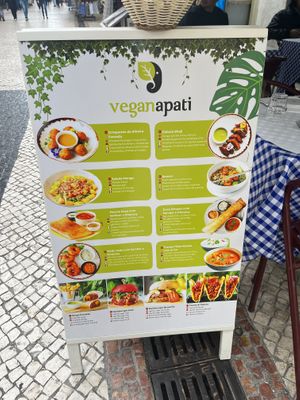 The street side menu.  at Veganapati in Lisbon